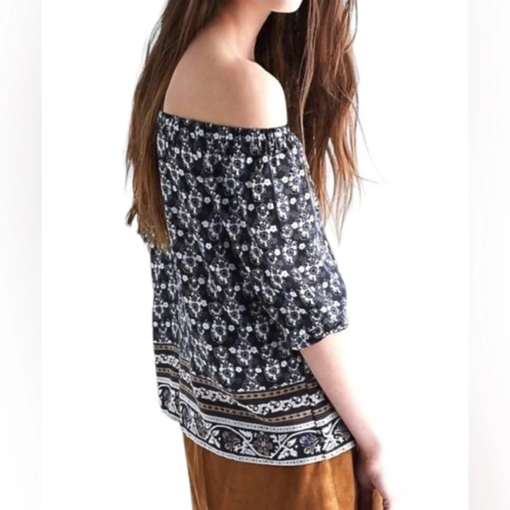 Madewell Garden House Silk Floral Off the Shoulder Boho Blouse‎